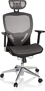 hjh OFFICE 657030 Silla de Oficina Venus One Tejido de Malla Gris Plateado Silla ejecutiva ergonómica