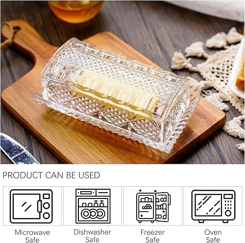 Miniatura 5 de Mantequillera de cristal para encimera, soporte para mantequilla de 7 pulgadas, recipiente transparente para mantequilla, apto para lavavajillas