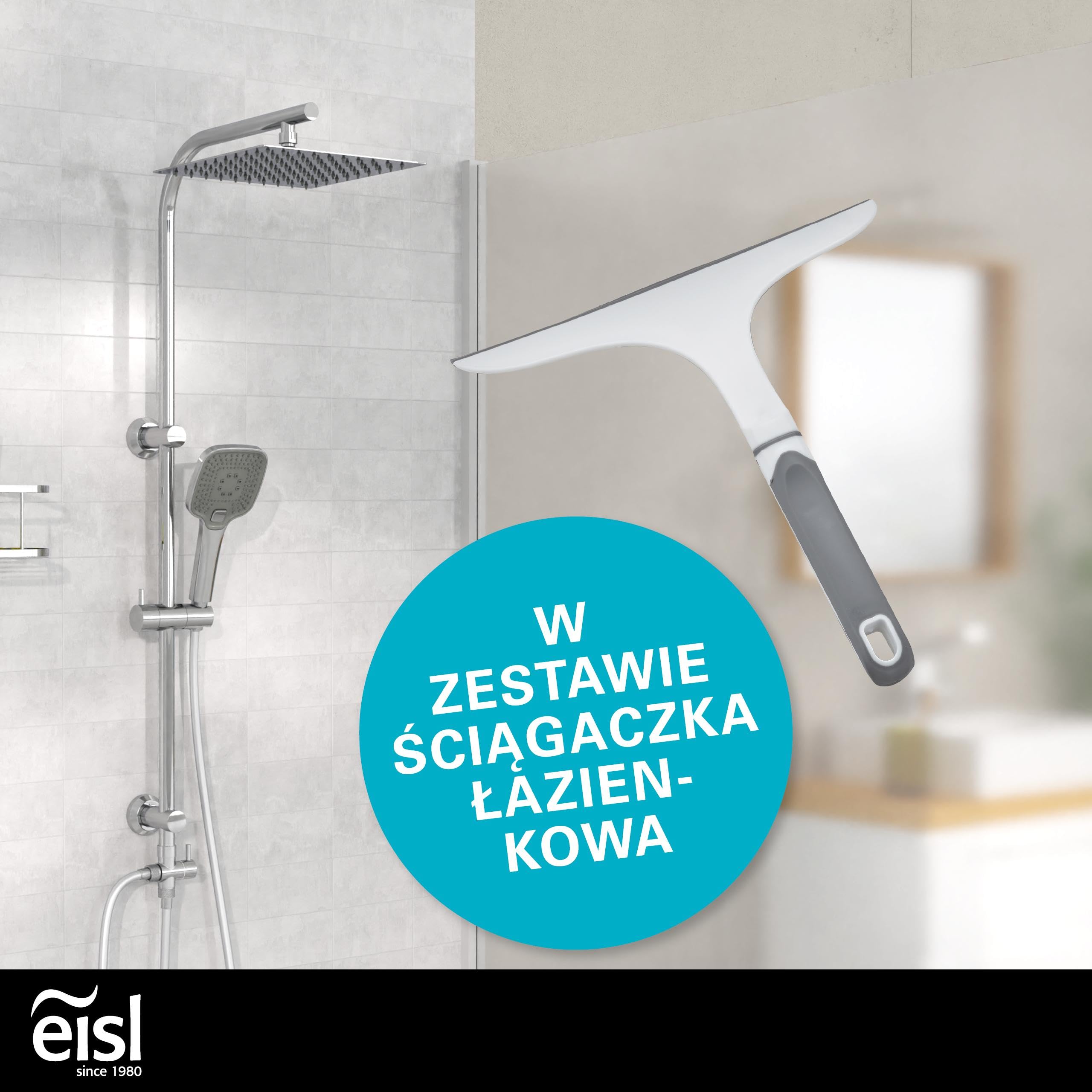 EISL EASY DELUXE zestaw prysznicowy, system prysznicowy bez armatury 2 w 1 z dużą deszczownicą ze stali nierdzewnej (300 x 300 mm) i słuchawką prysznicową, deszczownicą bez armatury, idealny do