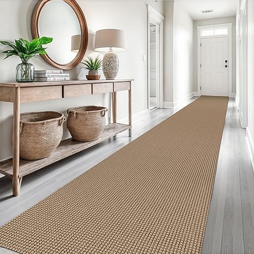 Vista 305 de EARTHALL - Tapete tejido lavable con parte trasera de goma, tapete trenzado de algodón antideslizante para interiores para entrada, pasillo, cocina