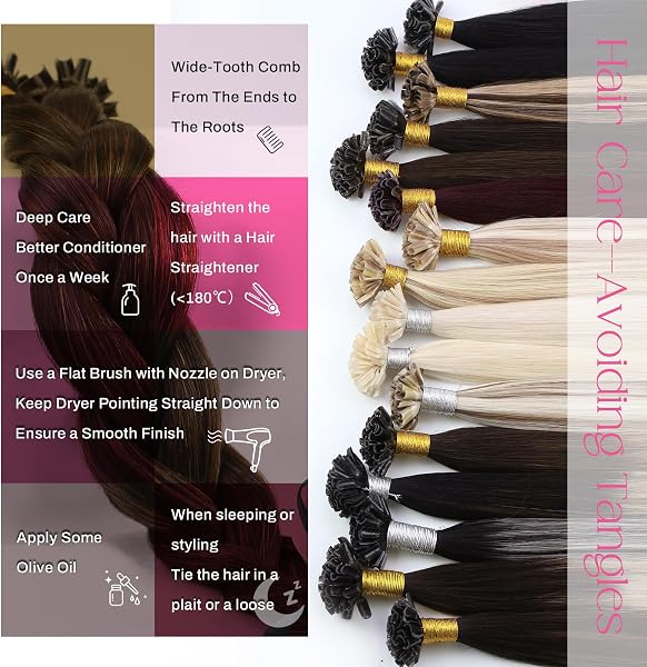 Moresoo Extension Cheveux Naturel Keratine Balayage Brun le Plus Foncé et Brun Moyen Extension Cheveux Keratine a Chaud Ombre 50 Mèches 50g #2/6/2 50 cm - 4