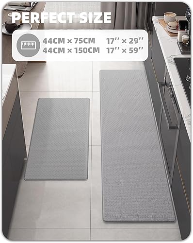 Miniatura 8 de Color&Geometry Alfombras de cocina, 2 unidades, tapetes antifatiga para suelo de cocina, antideslizante, tapete de espuma viscoelástica impermeable
