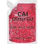 Face, Body & Hair Glitter Gel - Halloween Glitter for Kids and Women - 3 Oz Cosmetic-Grade Gel w/Moon & Stars for Festivals & Halloween Party, Easy Apply & Wash Off - Red 1Pack