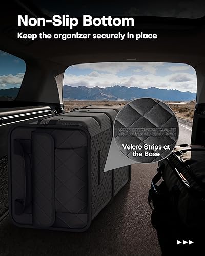 Miniatura 4 de HOTOR Organizador de maletero para SUV  Organizador de coche plegable y portátil y almacenamiento con 2 compartimentos, organizador de maletero de