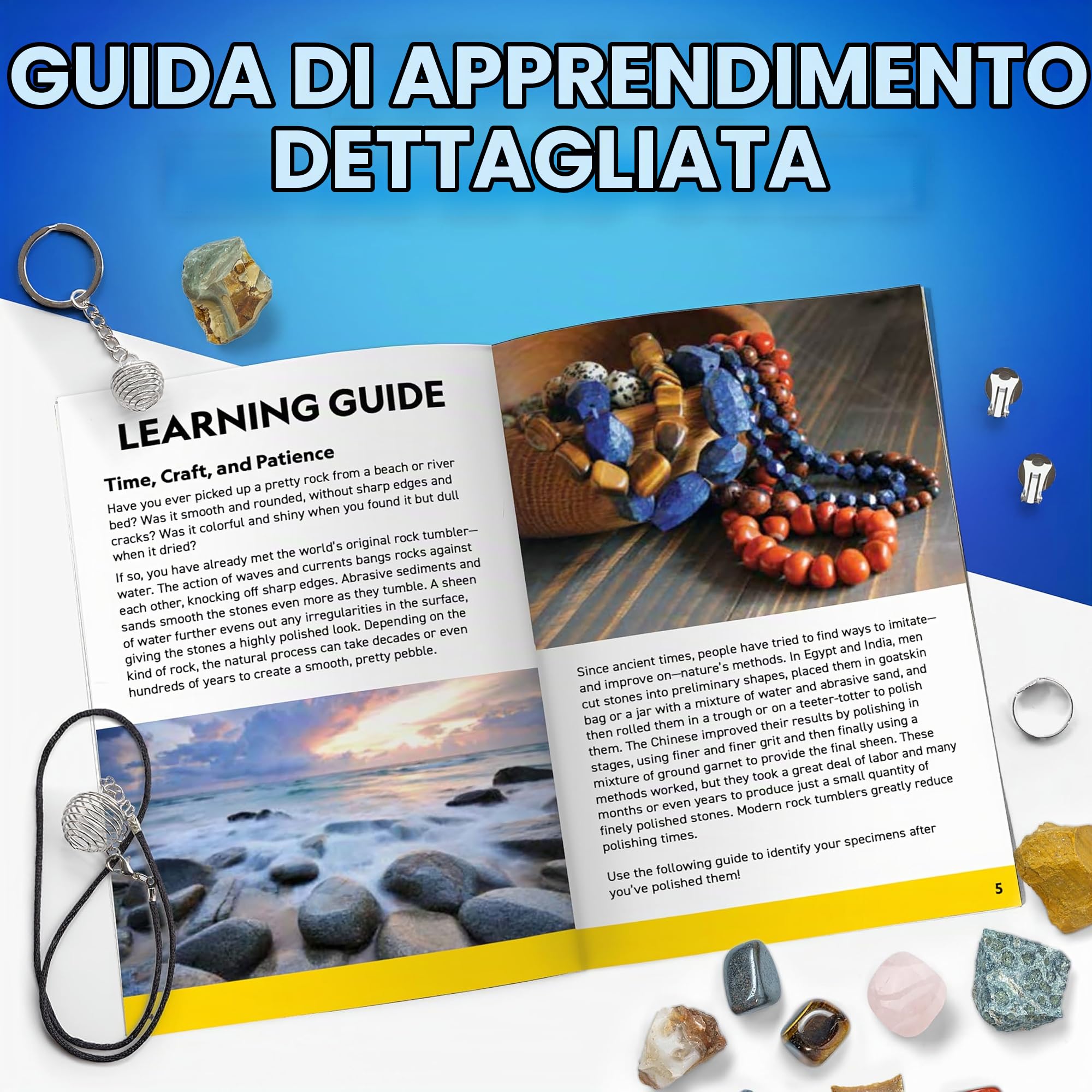 NATIONAL GEOGRAPHIC Kit di Ricarica per Lucidatrice di Pietre – 2,26 kg di Miscela di Rocce e Gemme Grezze da Lucidare, Accessori per Lucidatrice di Pietre, Ricarica di Abrasivi e Lucidatura