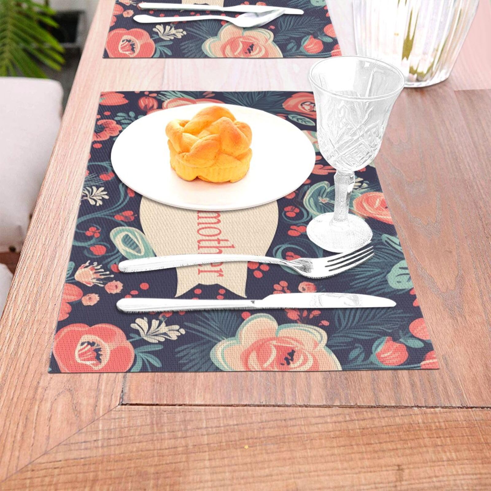 Tovagliette in tessuto resistente al calore, idea regalo per la mamma, 6 pezzi, tovagliette lavabili, per tavolo da pranzo, cucina, picnic, feste