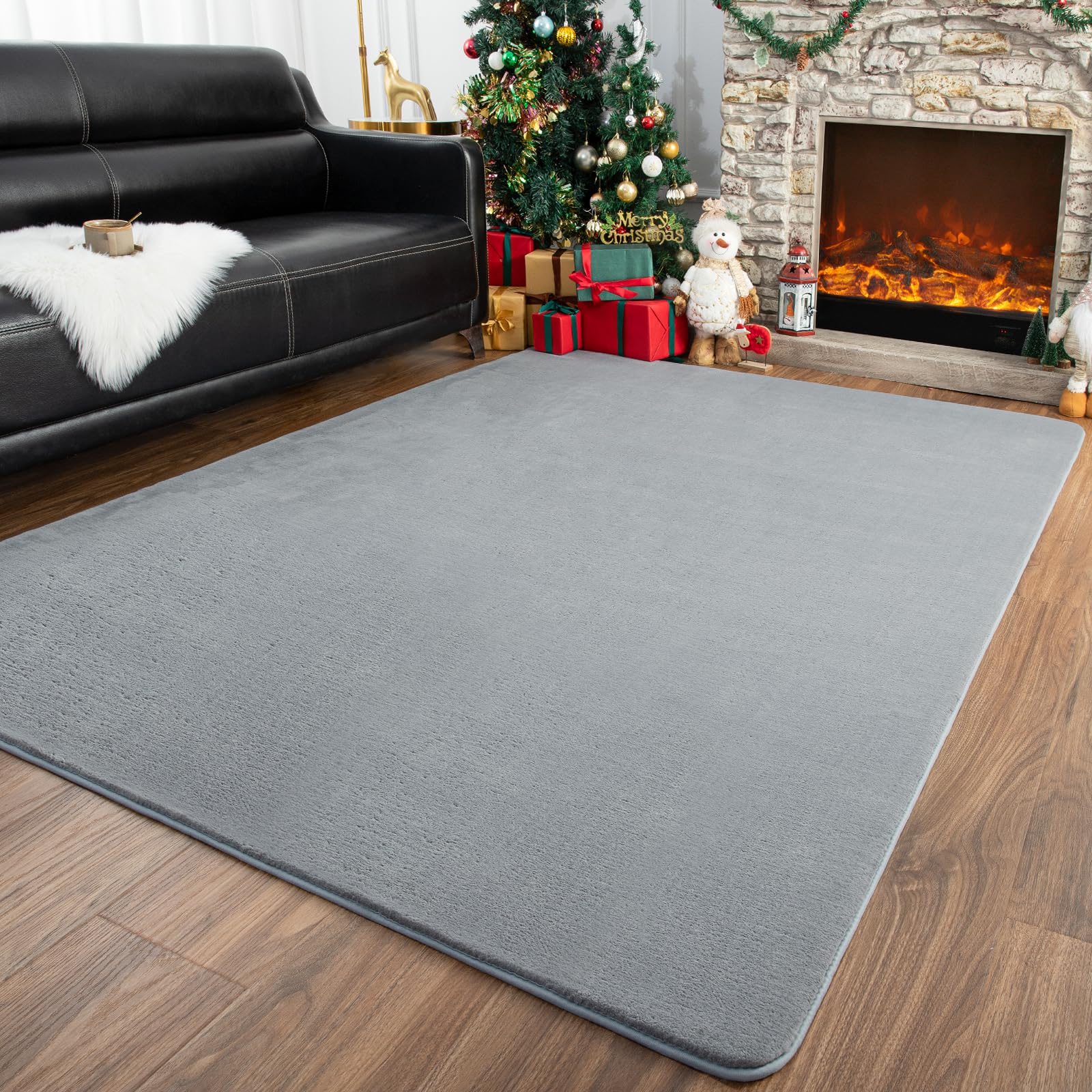 Przemy Washable Grey Rugs for Bedroom Living Room, 4x6 Feet Super Soft Memory Foam Rug, Modern Indoor Carpet for Kids Boys Girls Room Dorm Bedside Nursery Decor Mat