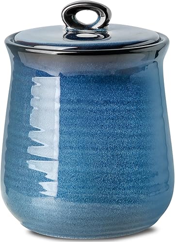 Miniatura 7 de Juego de botes de cocina HASENSE con tapa hermética para encimera, tarros de almacenamiento de alimentos vintage de cerámica de 25 onzas, juego de 3