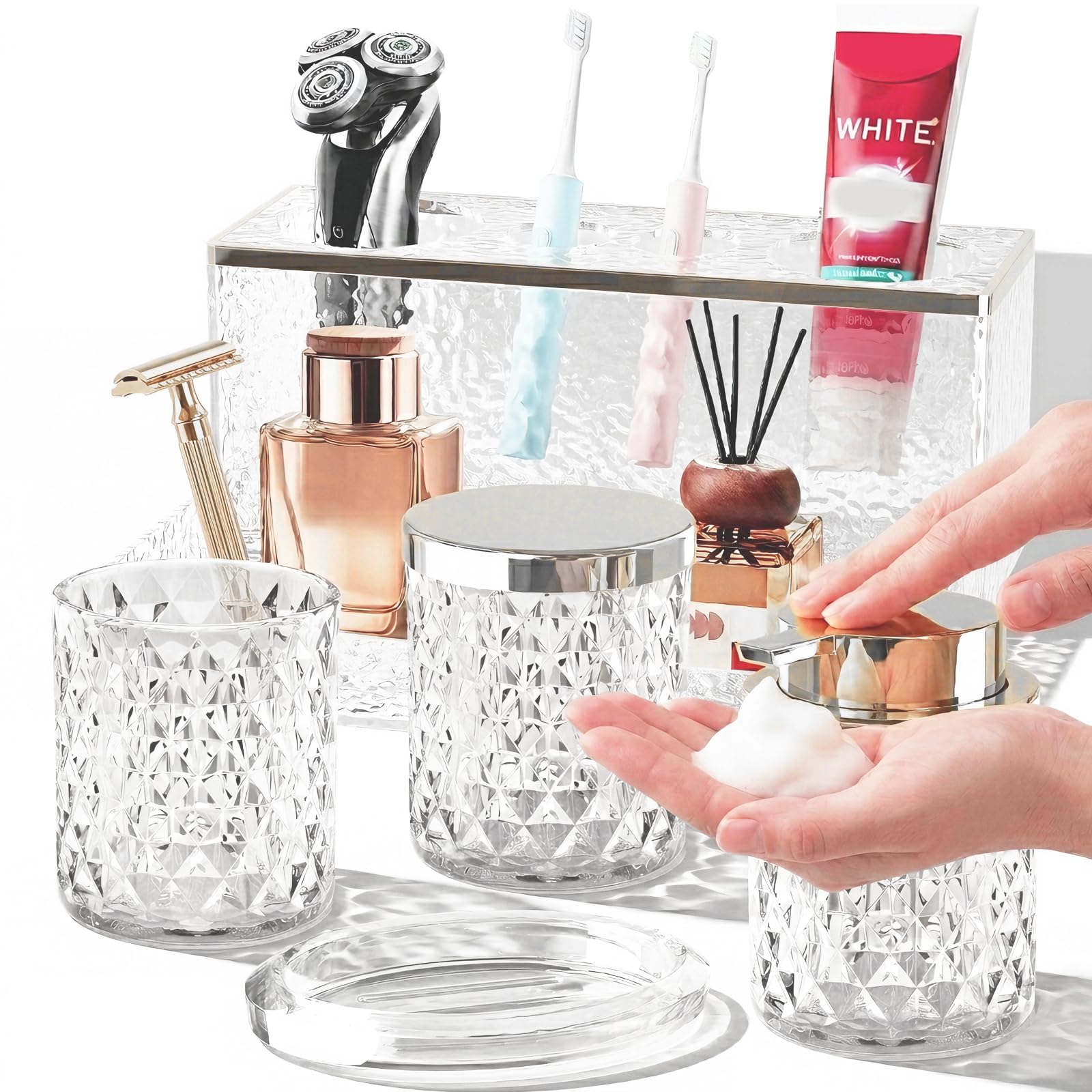 Photo 1 of BSSN 5-Piece Crystal Bathroom Accessory Set