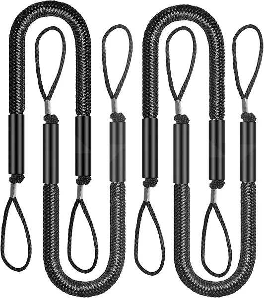 Bungee Dock Line Mooring Rope Bungee Cord Docking String Dockline for Boats Shock Bungee Docking Ropes for Boat Kayak, Jet Ski, Pontoon, Canoe, Power Boat WaveRunner Black (4X)