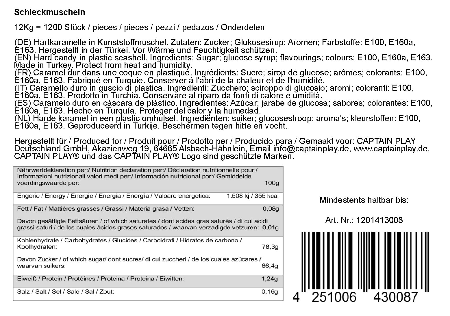 CAPTAIN PLAY Conchas de Golosina – 1.200 piezas individualmente envueltas – Party Bag Fillers Cumpleaños & Grandes Cantidades