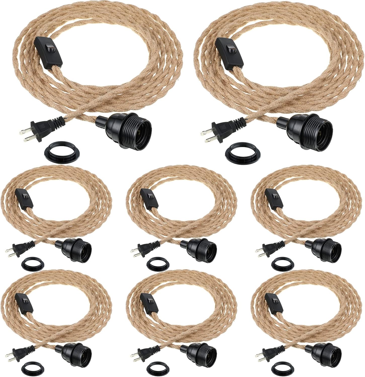 9 Pcs 15 Feet Pendant Light Cord, Plug in Pendant Light Cord Kit with