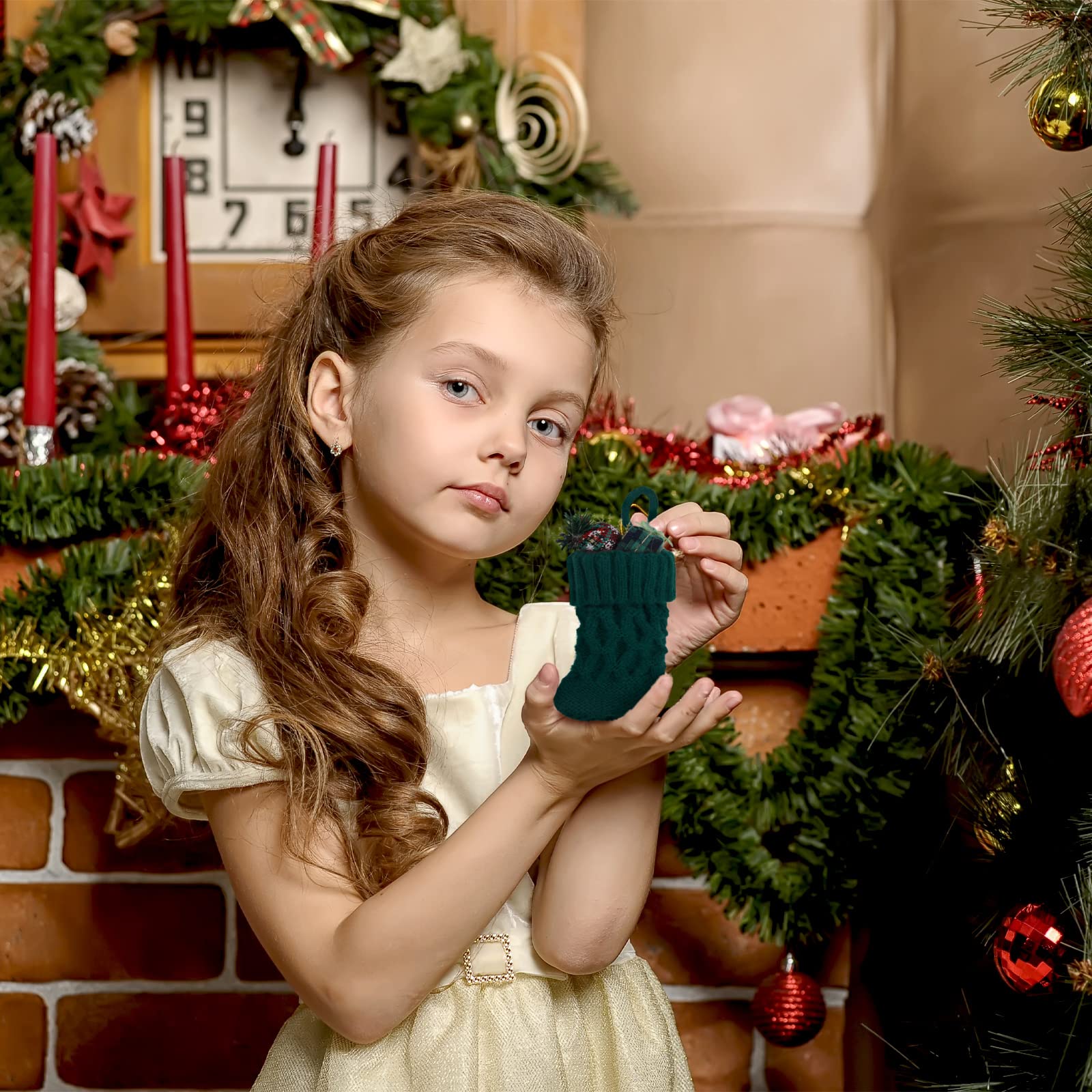 BBTO 30 Stück Mini-Weihnachtsstrümpfe, 12,7 cm Zopfstrick, Weihnachtsstrümpfe, rustikale Weihnachtsbaumschmuck