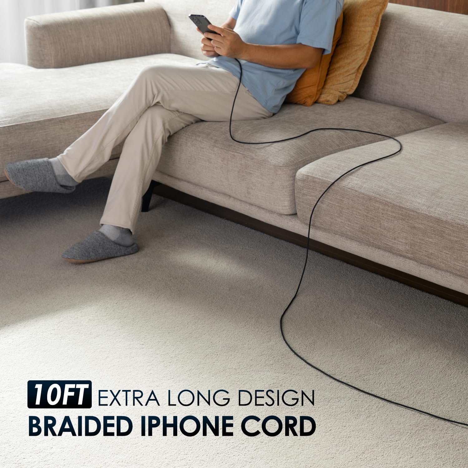 ohbox Cable largo de cargador, paquete de 2 de 10 pies