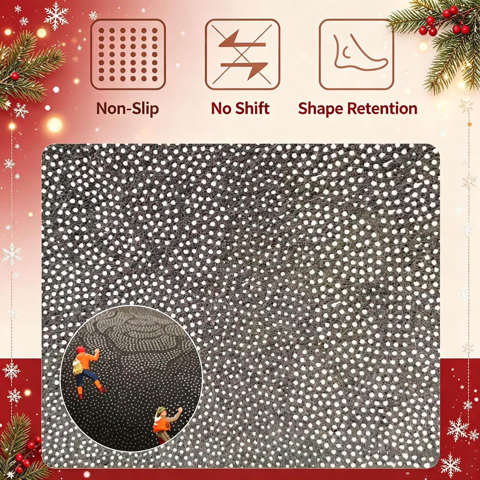 Tapis de sol rond 3D festif de Noël, motif Père Noël et feu de camp,120cm