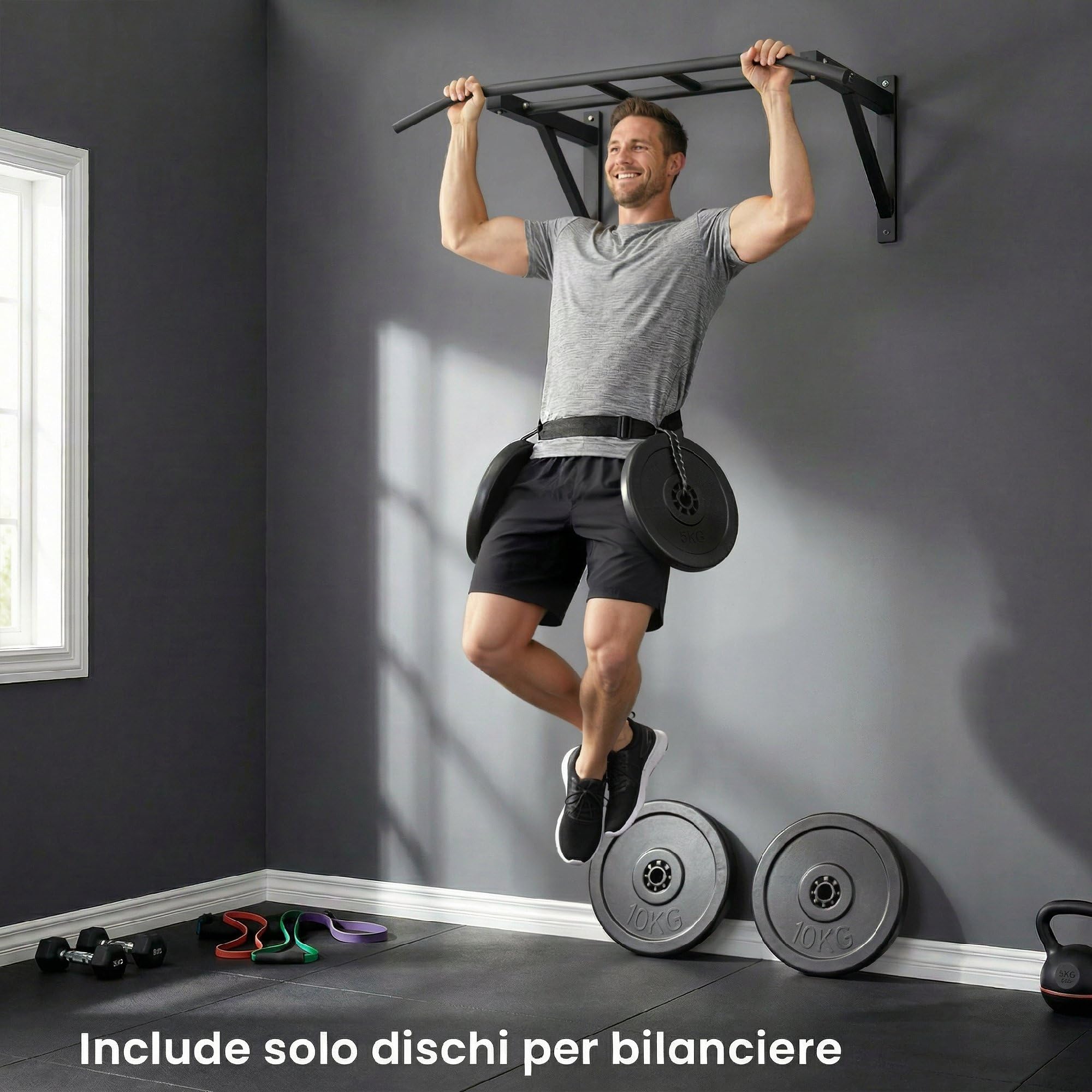 HOMCOM Set di 4 Dischi Pesi per Bilanciere e Manubri Peso Totale 30kg, 2x5kg e 2x10kg, Nero