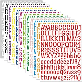 1512 Alphabet Stickers 12 Sheets Alphabet Stickers Vinyl Self-Adhesive Number Alphabet Vinyl Stickers, Mailbox Numbers Labels DIY Crafts Art Making, Decals for Sign,Notebook, Classroom Decor, Door