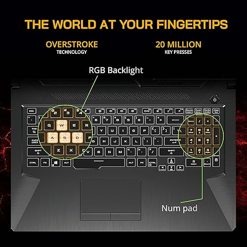 Miniatura 5 de ASUS TUF 17.3" FHD 144Hz - Laptop para juegos, Intel 11th Core i5-11400H, NVIDIA GeForce RTX 3050 4GB, 32GB RAM, 1TB PCIe SSD, teclado