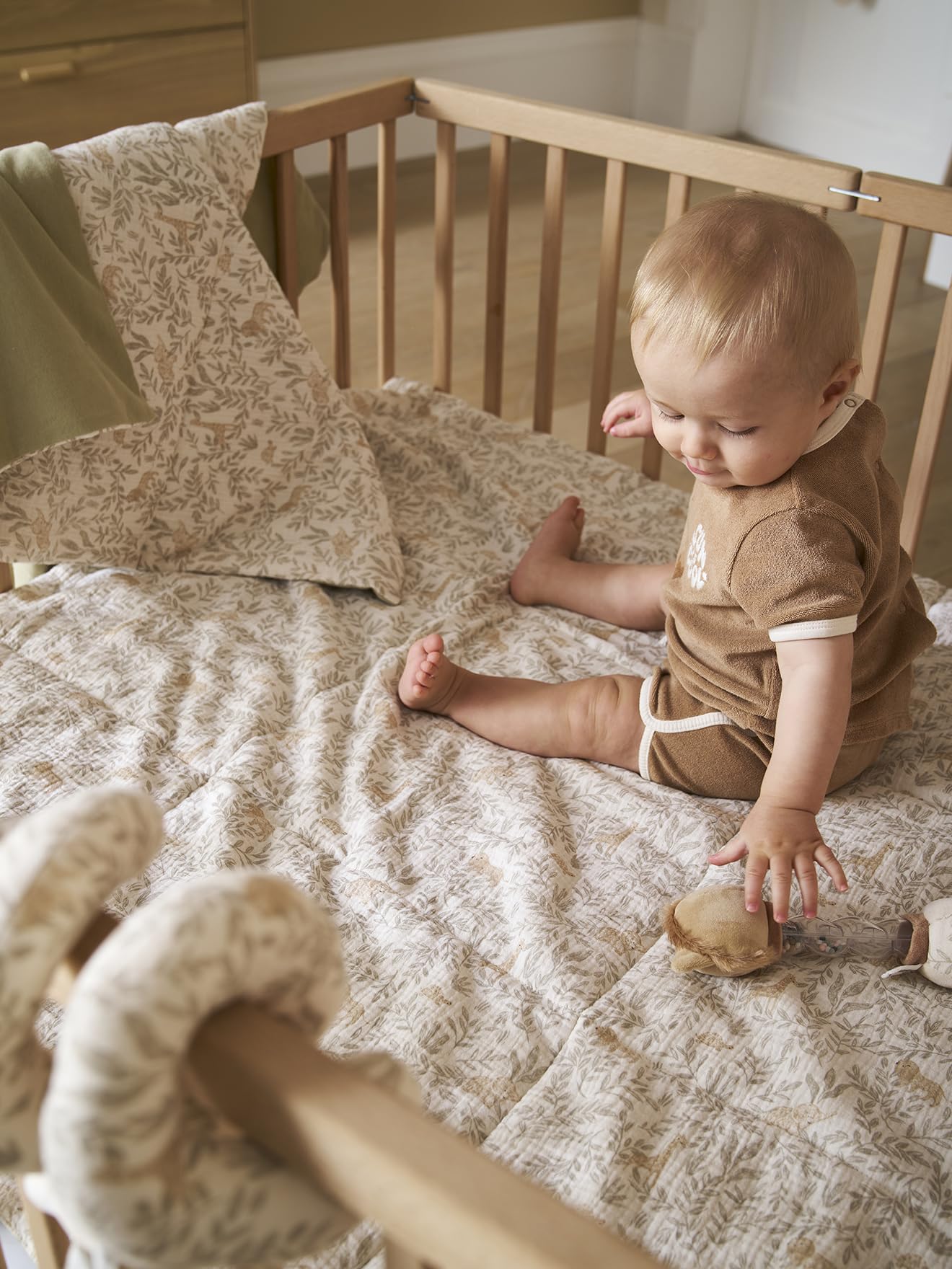 Vertbaudet Baby Spieldecke/Laufstalleinlage Babylon Oeko-Tex beige Bedruckt 75X100