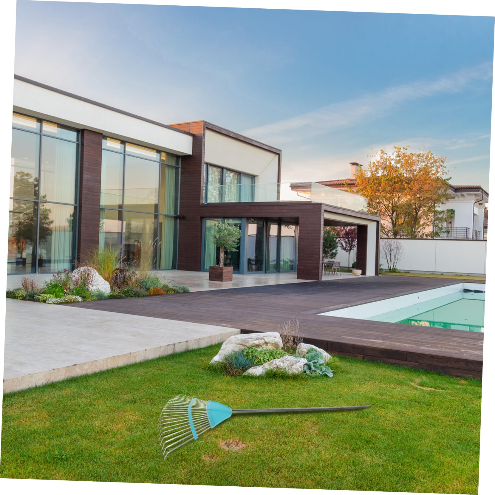 TOYANDONA Gartenrechen Mit Kunststoffkopf Zähne Für Fegen Von Laub Und Gras Robustes Gartengerät Für Effektive Gartenarbeit Und Müheloses Entfernen Von Blättern