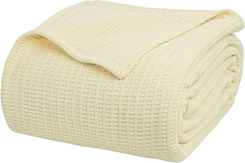 Tex Trend Manta de cama 100% algodón, transpirable, tamaño King, mantas térmicas de algodón tamaño King, manta para todas las estaciones para cama,