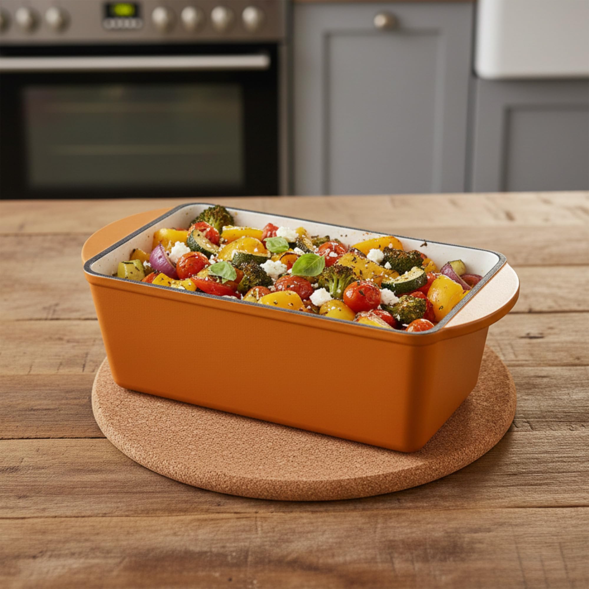 Gietijzeren Braadpan 26 Cm - Geëmailleerd, Ovenbestendig Met Deksel En Kookboek Voor Braden Bakken En Smoren