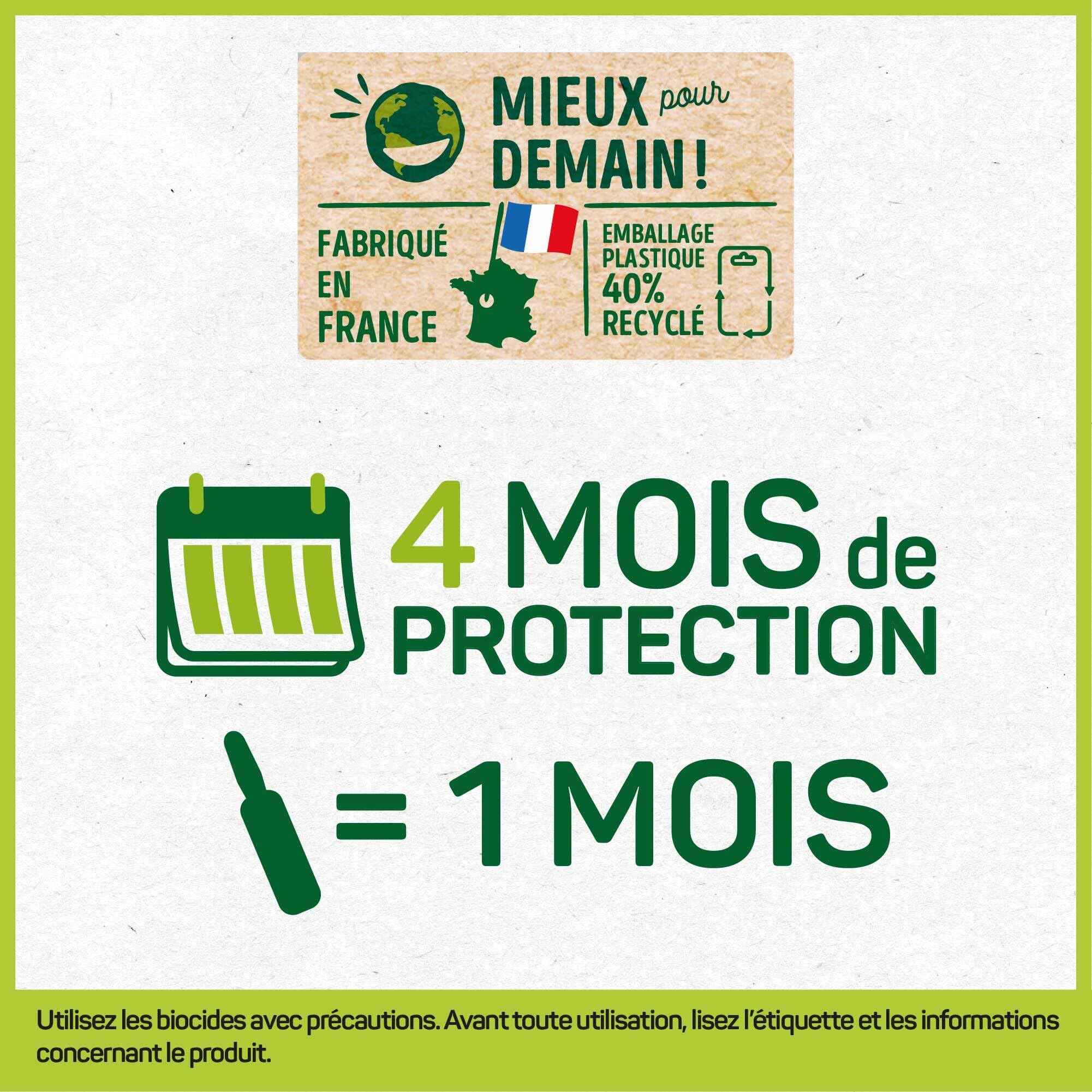 HOPI Pipette Anti Puces Chat de 3 à 6 kg - 4 Mois de Protection Contre Les Puces, Les Tiques et Les Moustiques - Extraits de Plantes - Pratique et Facile - Fabriqué en France