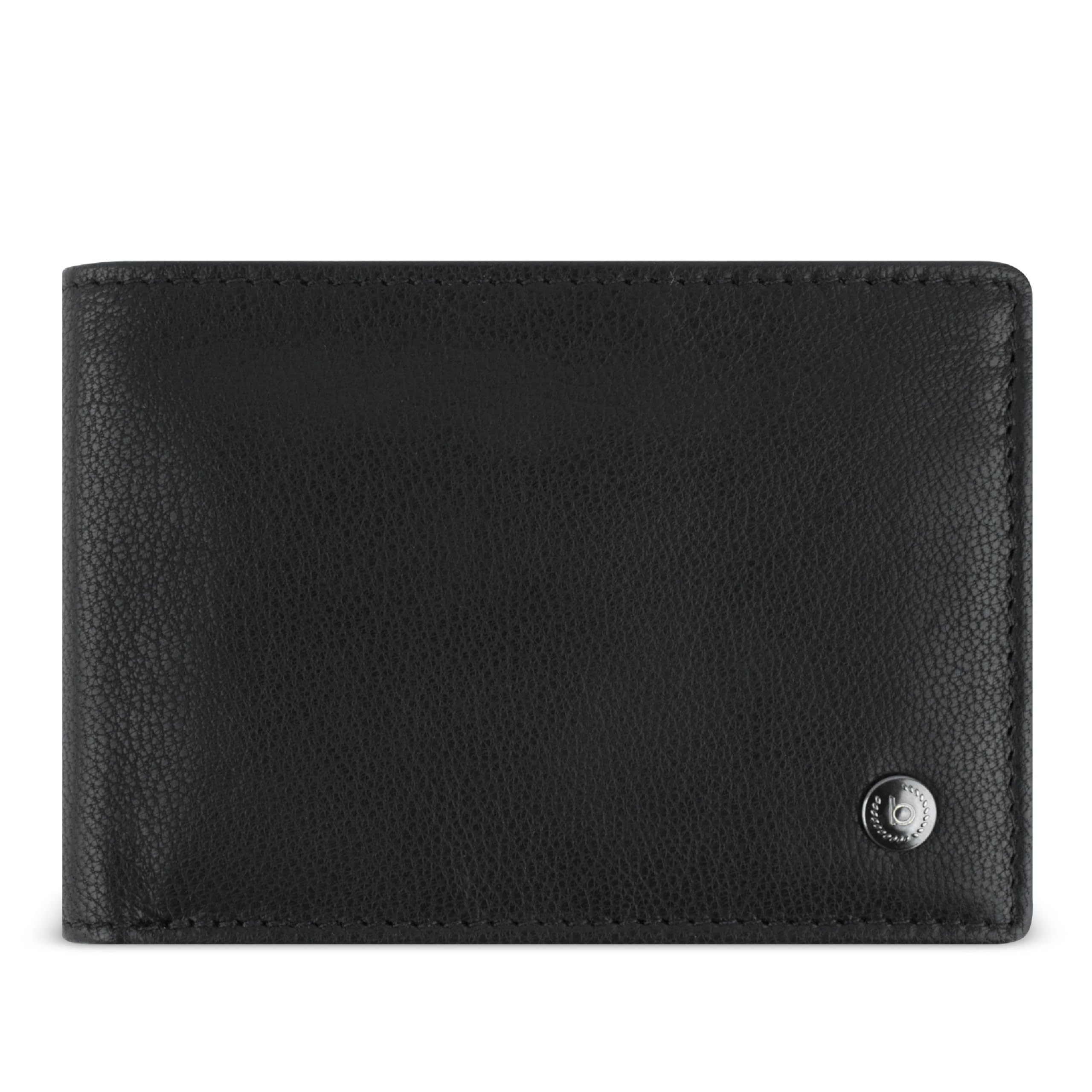 bugatti Black Magic Mini portfel wykonany w całości ze skóry, mały portfel z ochroną RFID, czarny
