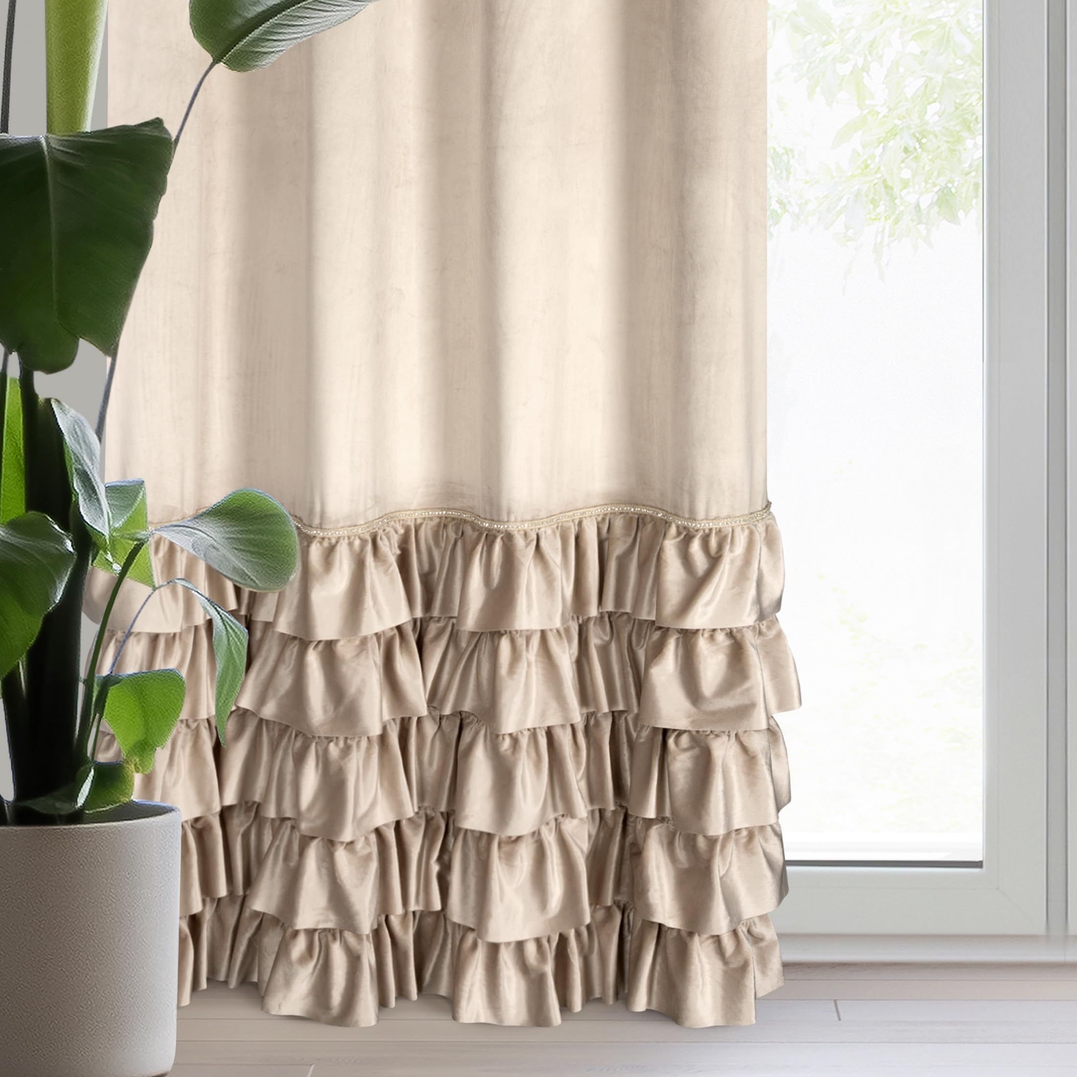 Eurofirany Carli Velvet Curtain with Ruffles, Velvet Curtain with Eyelets, Opaque Blackout Curtain for Living Room Bedroom - Image 3