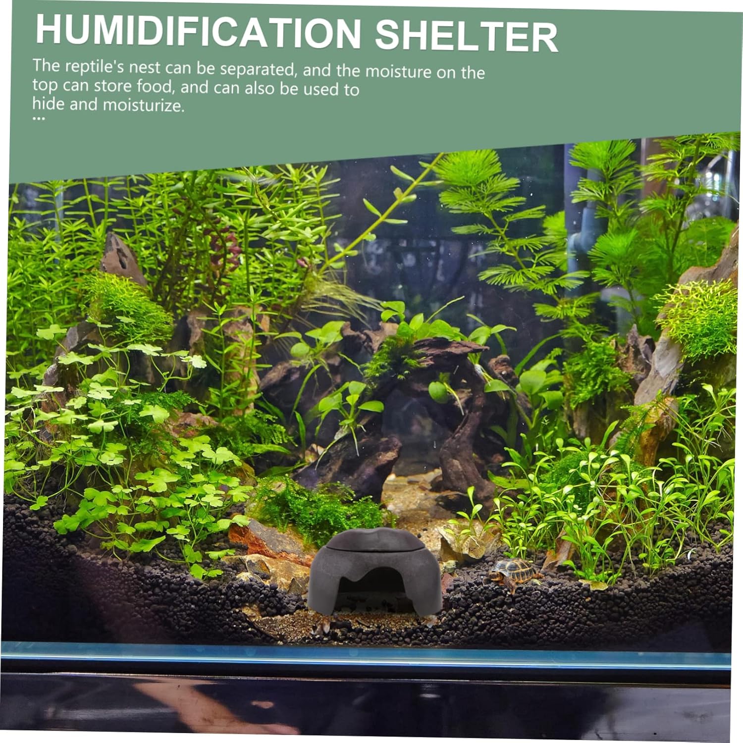 balacoo 2 Pcs Turtle Lizard Hideout Reptile Nest with Ceramic Bowl Humidification Shelter Large Reptile Cave for Aquarium