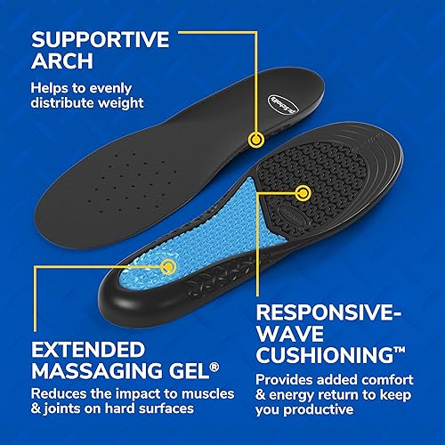 Miniatura 15 de Dr. Scholl's Plantillas de comodidad superior para trabajar todo el día con gel de masaje, diseñadas para hombres y mujeres con pies que trabajan