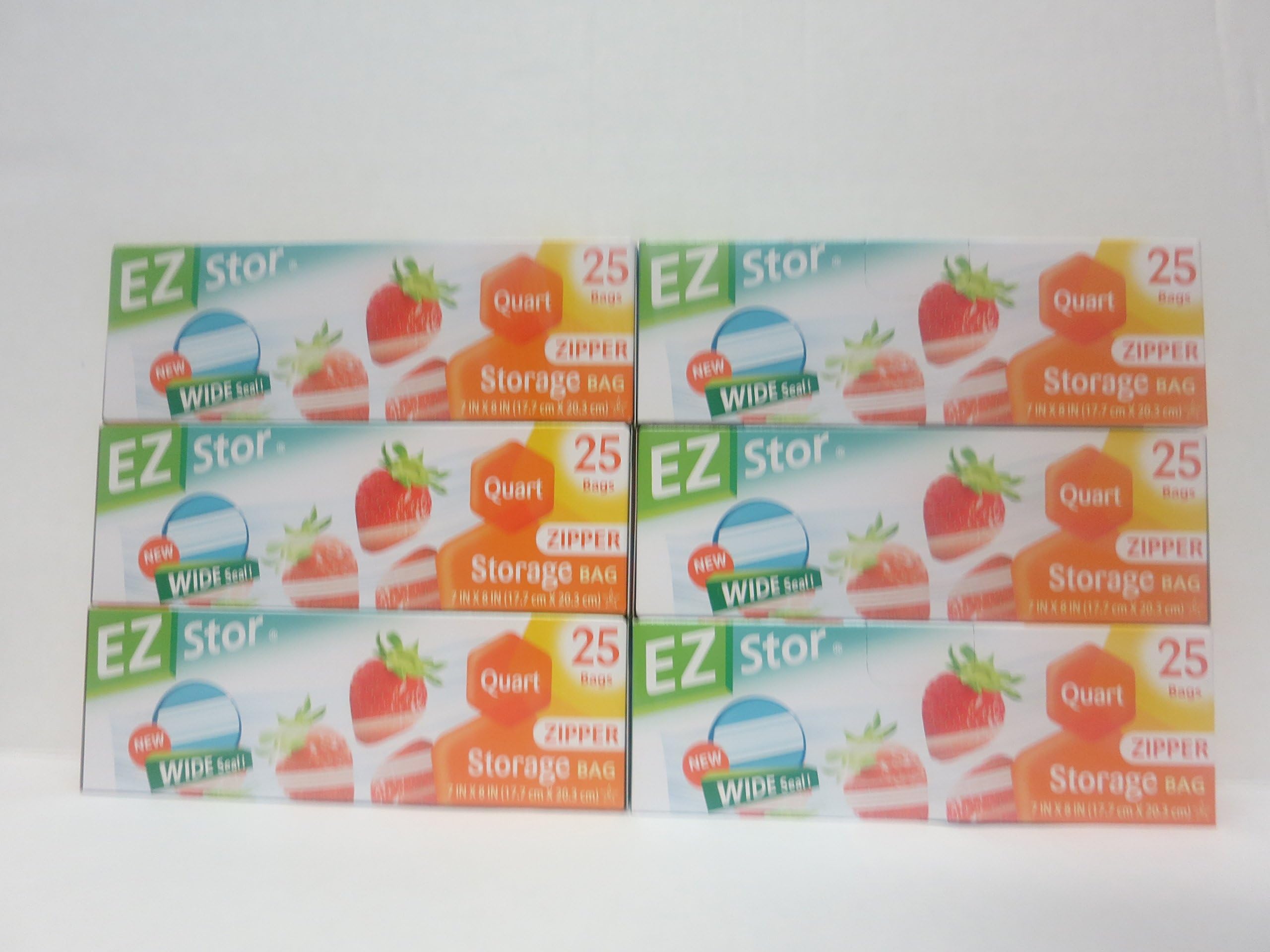 Zipper Seal 25 Quart Size Storage Plastic Bags- 6 Boxes- 150 Bags in Total!! - Great For Food Storage, Candy, Nuts, or Anything Else!! (6, 1 Quart)