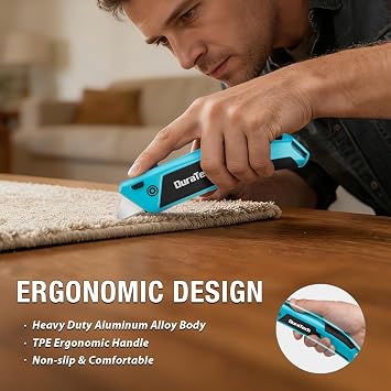 DURATECH Auto-Loading Utility Knife with 6 Preloaded SK5 Blades