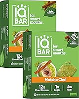 Vista 26 de IQBAR - Barras de proteínas para el cerebro y el cuerpo a base de plantas - Chips de mantequilla de almendra - 12 unidades - Keto, veganas, bajas