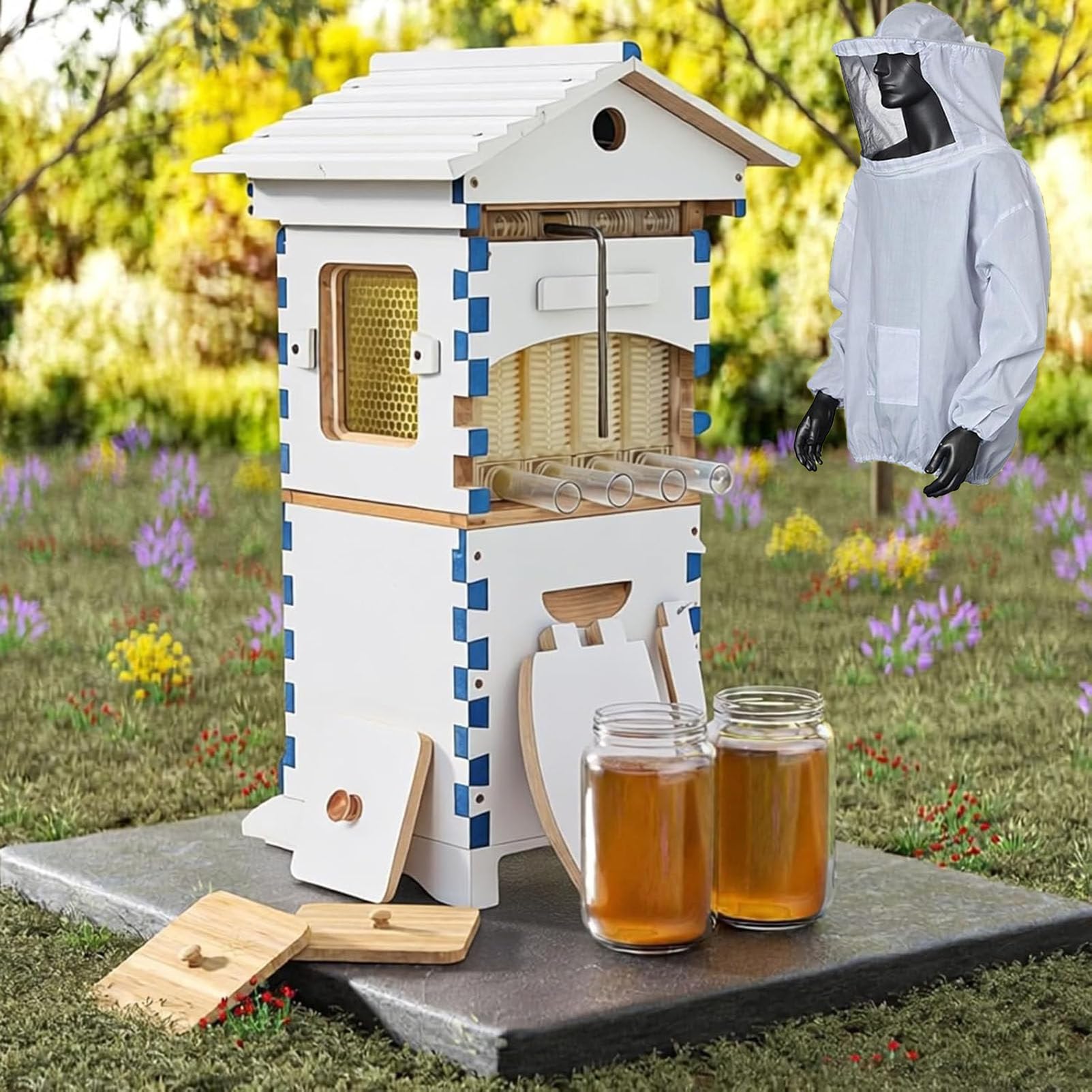Caibendss Beehive Starter Kit, Includes Beekeeper Suit