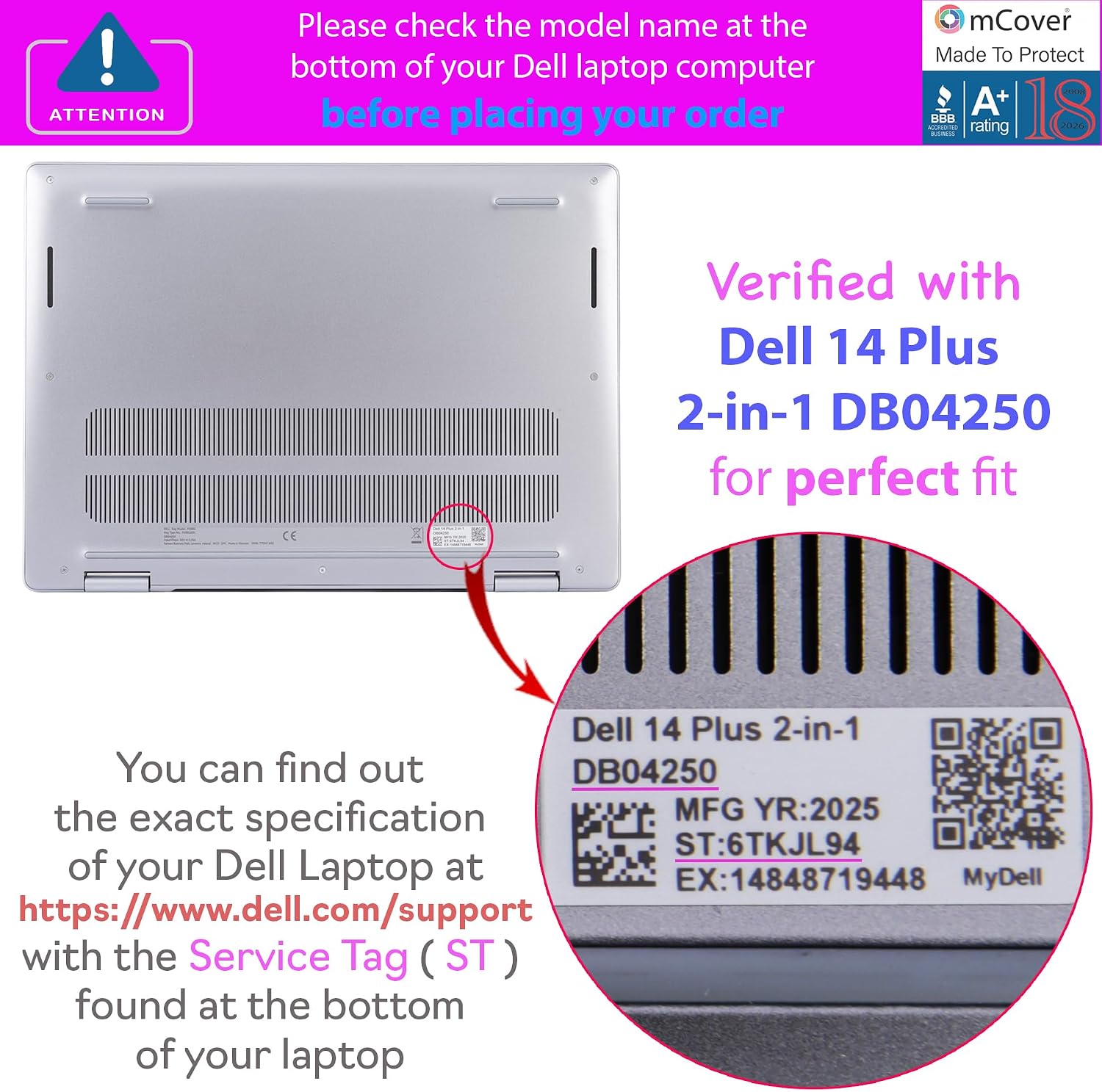 mCover Case ONLY Compatible for 2025-2026 14" Dell 14 Plus 2-in-1 DB04250 / DB04255 Windows Laptop PC (NOT Fitting Any Other Dell Models)- Orange image 5