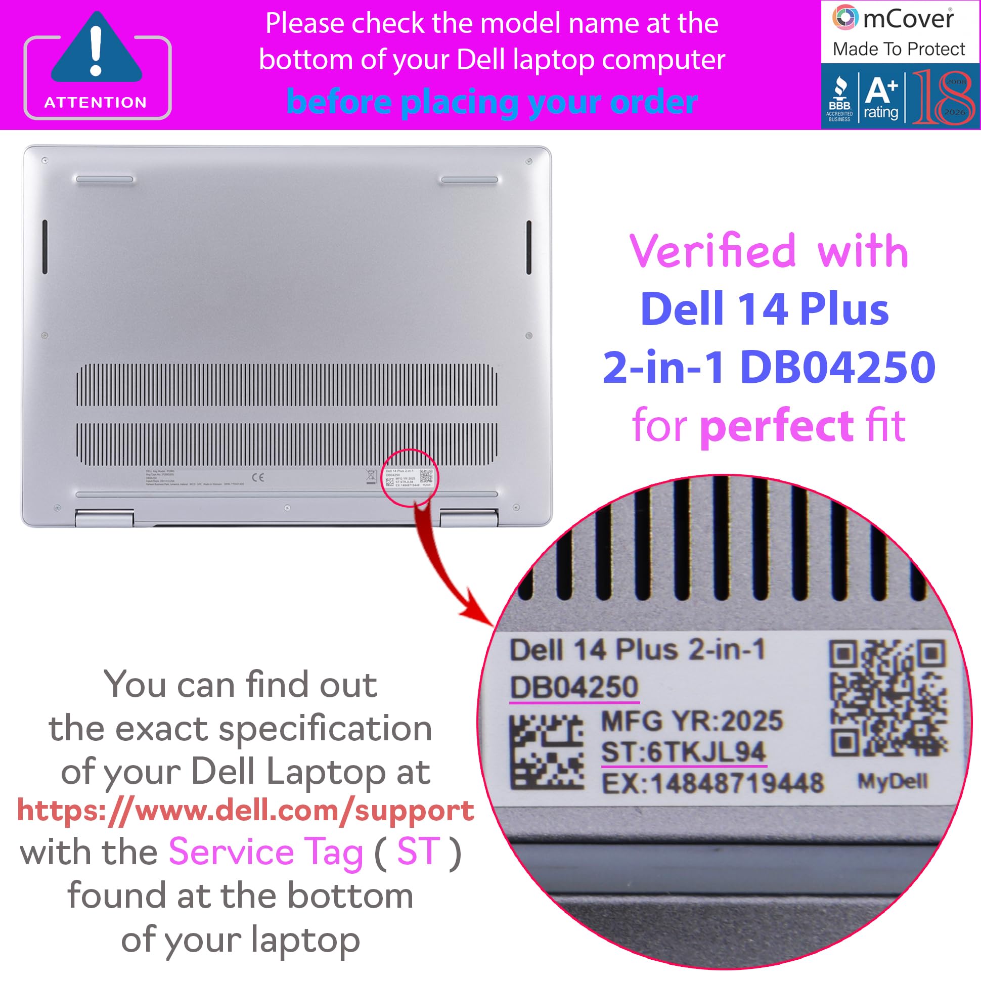 mCover Etui kompatybilne tylko z laptopem z systemem Windows 2025-2026 35.6 cm Dell 14 Plus 2 w 1 DB04250 / DB04255 Windows Laptop PC (nie pasuje do innych modeli Dell) - przezroczyste
