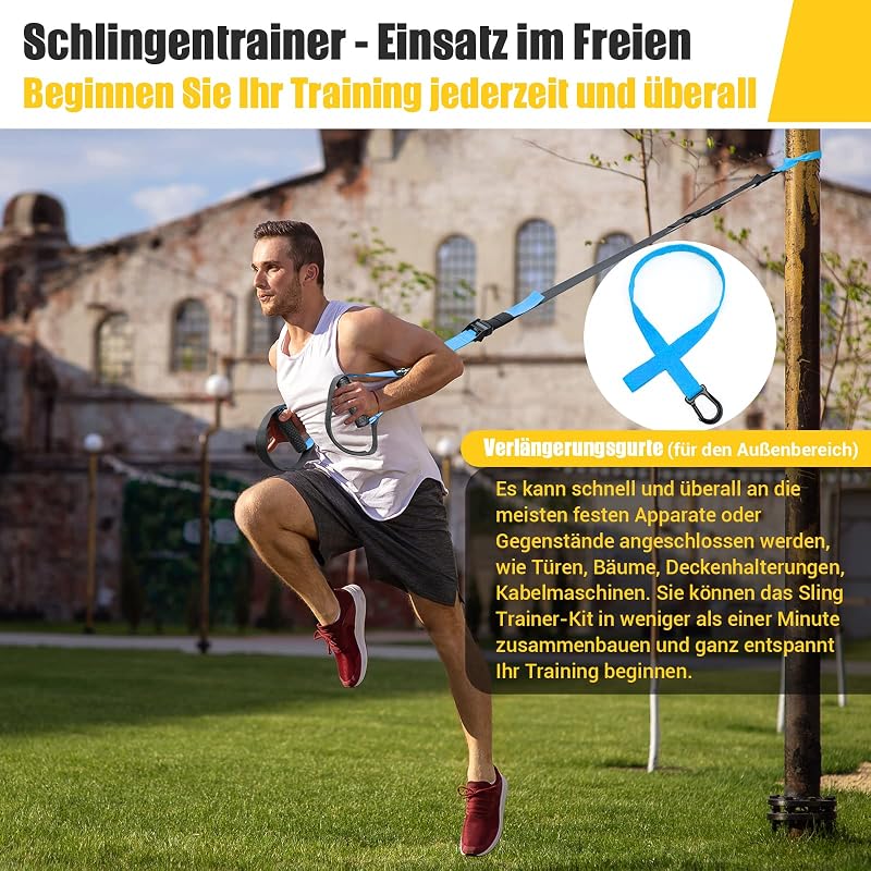COFOF Sling Trainer Edzőkészlet - Teljes Test Edzés Otthon, Ajtórögzítővel, Hordozható Edzőheveder Szett Edzési Útmutatóval, Kék