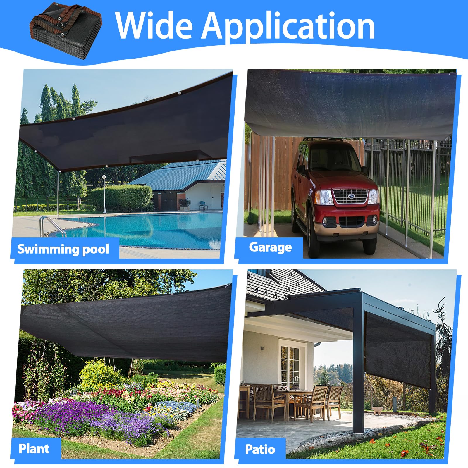 TUAKIMCE Schattiernetz 2x10m - 95% UV-Schutz Für Garten & Terrasse