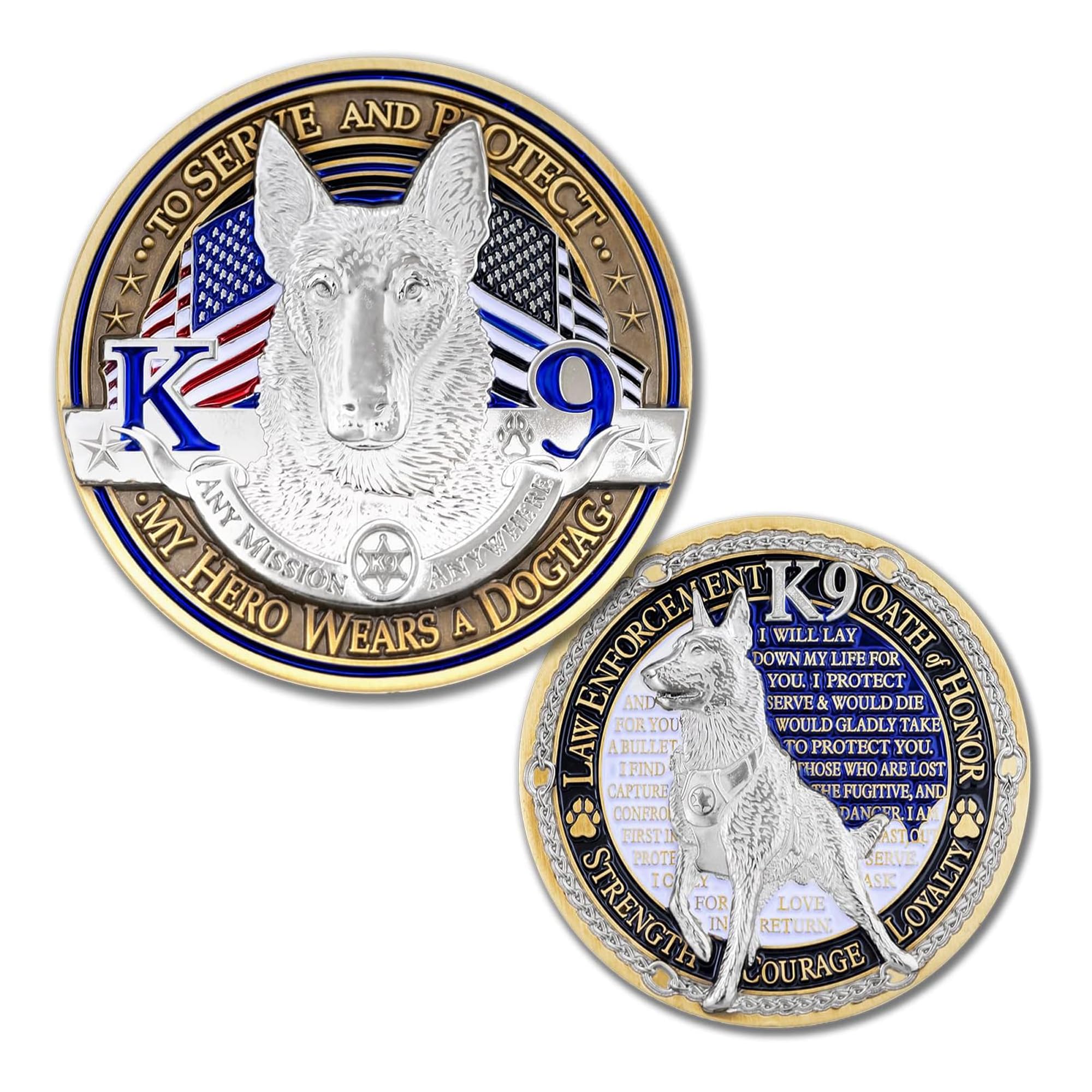 K9 Canine Law Enforcement Challenge Coin - Tribute Coin - Collectible Keepsake for Law Enforcement & K9 Canine Enthusiasts