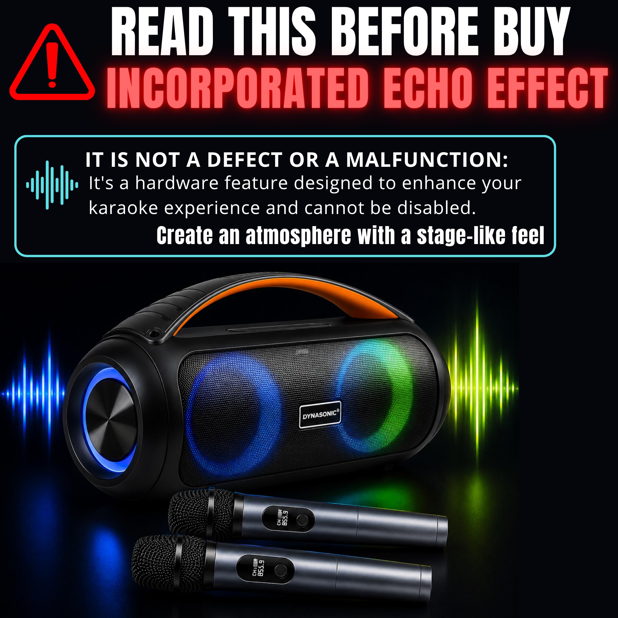 DYNASONIC Przenośny głośnik Bluetooth D93 IPX7 Wodoodporny. Bezprzewodowy głośnik zewnętrzny. Bezprzewodowe stereo. Potężny odtwarzacz dźwięku z wbudowanymi diodami LED. Karta microSD, USB.