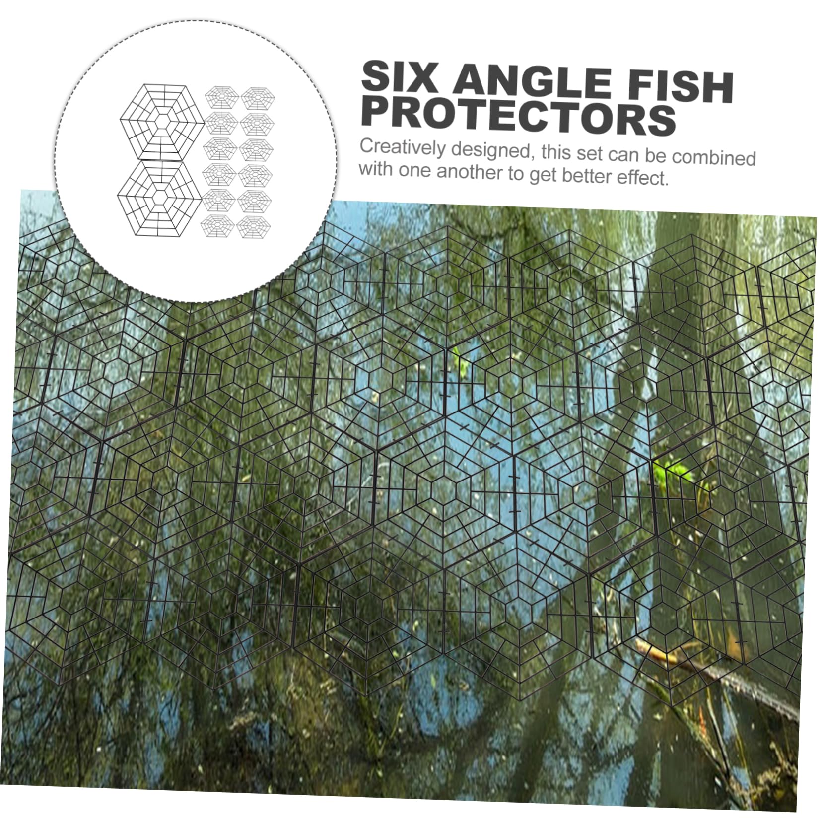 Red Protectora de Peces para Estanque 30 Piezas PP Negro