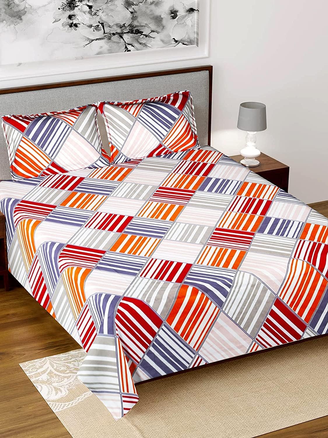 Kuber Industries Double Bedsheet | Bedsheet for Double Bed | 144 TC Bedsheet with 2 Pillow Covers | Cotton Double Bed Sheet Set | Zig-Zag-Print Bedsheet | 90x100 | Multicolor (B0CRVJ6546) Amazon Price History, Amazon Price Tracker