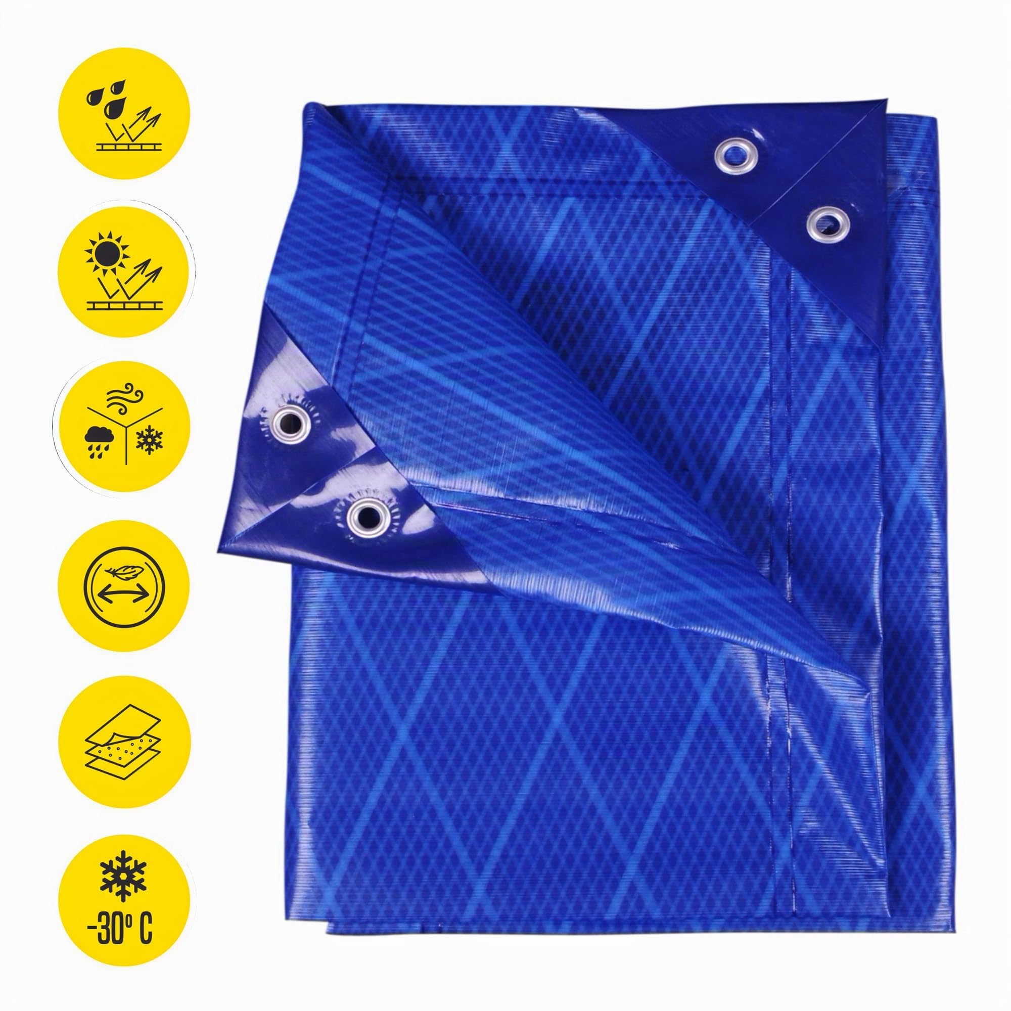Bikain - Telo Impermeabile esterno - 2x3 metri - 70g/m2 Rinforzato - Occhielli Antistrappo - Telo 100% Impermeabile e 100% Protezione UV - Copritutto Multiuso - 3 Strati Laminato Incrociato