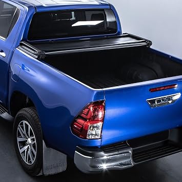 Black Truck Bed Folding Hard Tonneau Cover Compatible with Toyota Hilux MK7 Vigo 2005-2015 Tri-Fold Pickup Cargo Load Bed Black Cover 3 Fold Low Profile