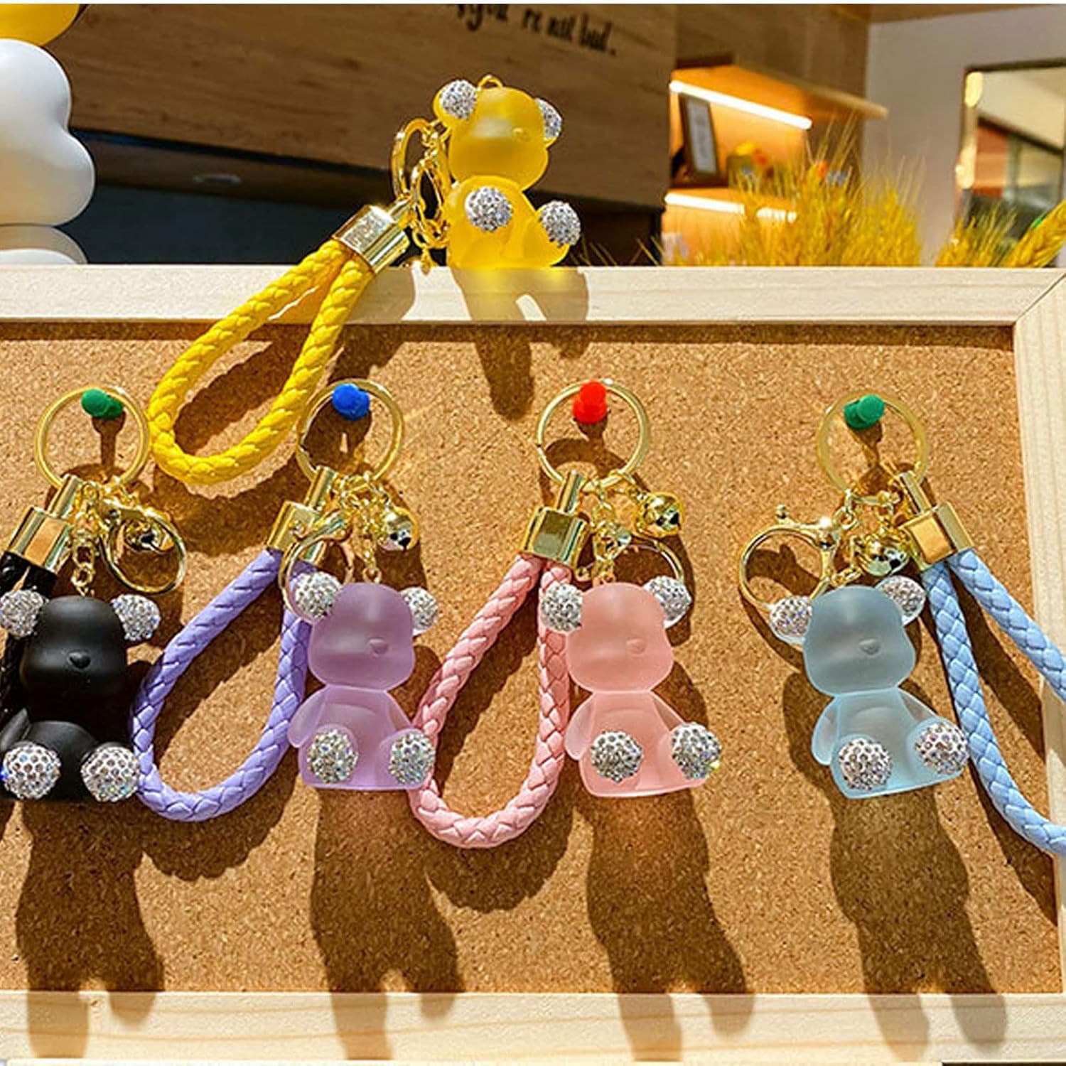 Xinbalove Cute Diamond Bear Design Bags Doll Car Key Backpack Keychain Pendant Boys Girls Men Women Soft Resin Portable Keychain Accessories for Christmas New Year Present (Blue) - Image 3