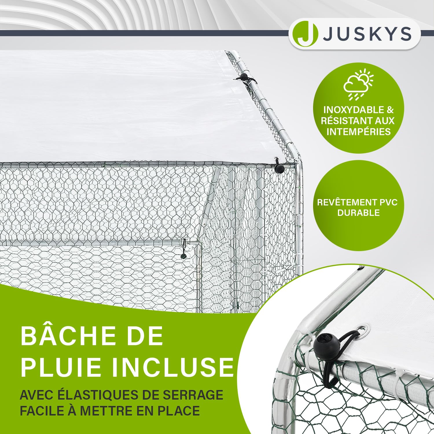 Enclos Juskys 2 x 2 x 2 m — Poulailler en métal Accessible d'une Surface de 4 m² avec Porte et verrou — Enclos pour Poules, Petits Animaux et Plantes