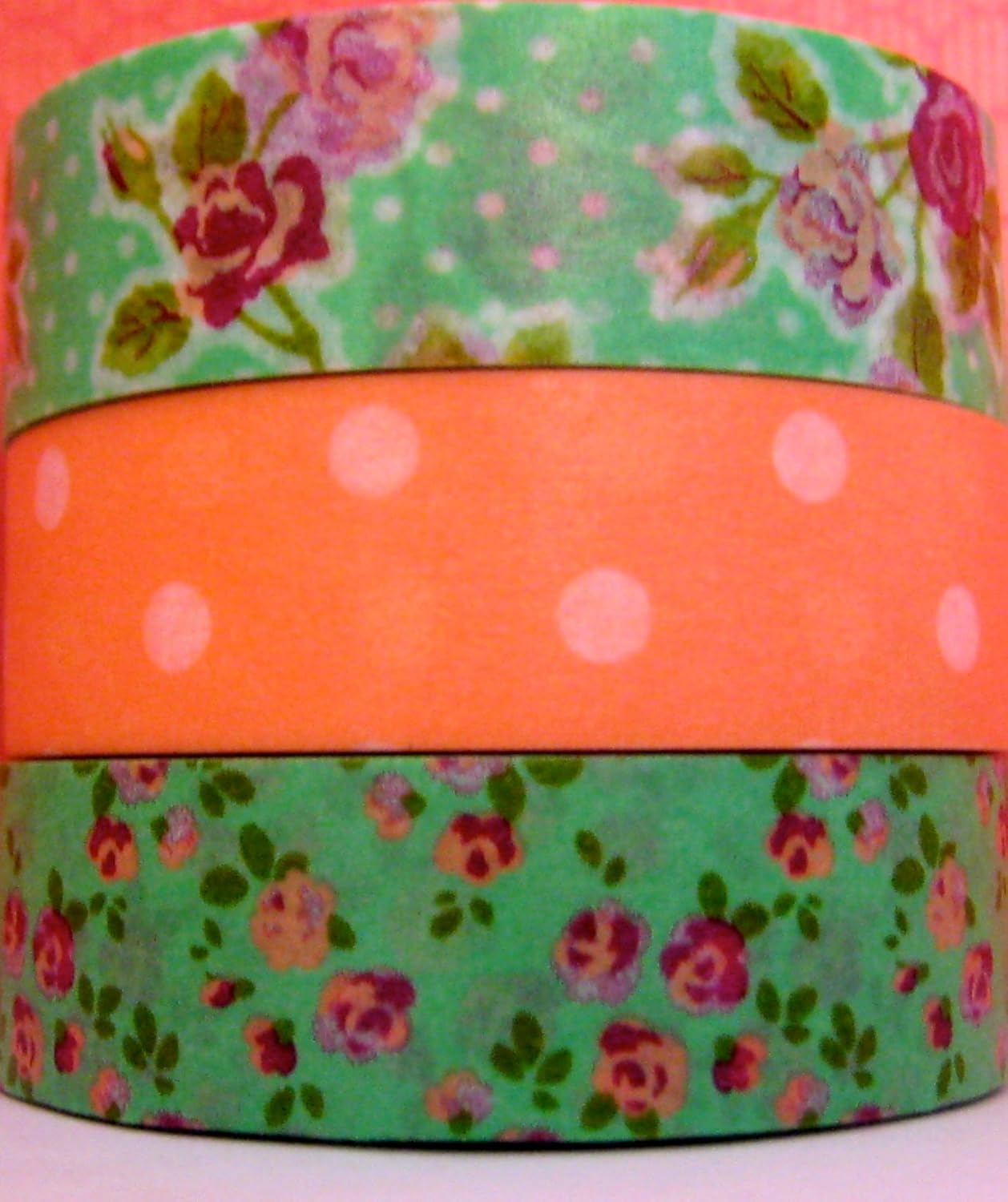 Japanese Washi Tape "Roses" in Green