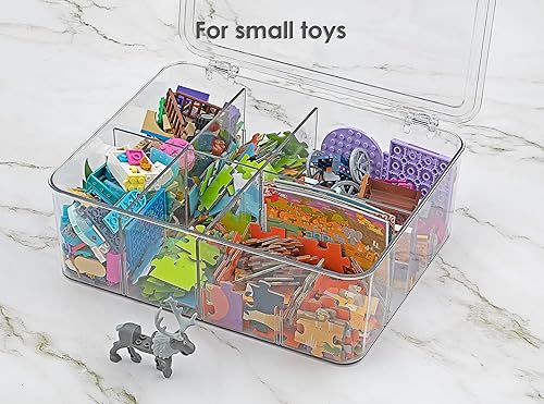 Miniatura 6 de Organizador de refrigerador con tapa y separadores extraíbles, apilable multiusos para bolsitas de té, arte y manualidades, cocina, despensa,