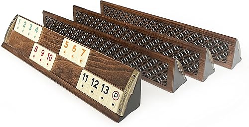 Miniatura 6 de Juego de Rummi Begonia tallada en madera masiva natural VIP hecho a mano - Juego de Rummy - Juego de Okey - Rummy de azulejos